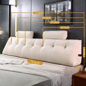 Wedge Headboard Pillow with Neck Rolls & Removable Cover